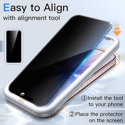 JETech Privacy Screen Protector for iPhone 17 6.3-Inch, Anti-Spy Tempered Glass Film with Easy Installation Tool, 2-Pack