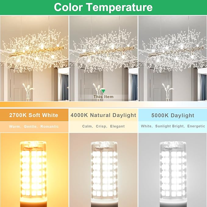 G9 LED Bulb 6W(60W Halogen Equivalent), G9 Light Bulb Bi Pin Base, Natural White 4000K G9 Base Bulbs for Chandeliers, 600LM Non-Dimmable No Flicker, 6 Pack