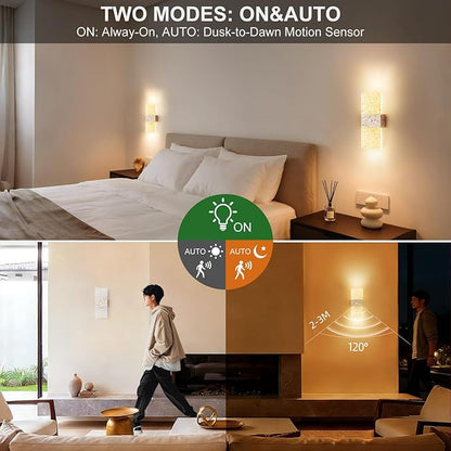 Motion Sensor Light Indoor, 4 Pack 2600 mAh Rechargeable Battery Operated Wall Sconce, 0-80LM Dimmable, 3 Color, Always-On And Dusk To Dawn Motion Mode, Wireless Led Night Light, Marble Color
