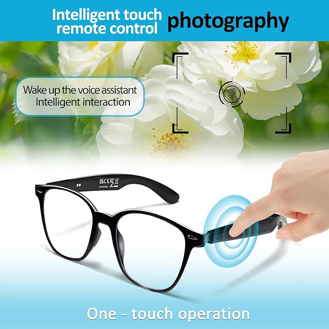 Smart Audio Glasses, Open Ear Bluetooth Sunglasses with Anti-Blue Light and UV Protection Lenses, Wireless Hands-Free Calling and Music for Driving, Business and Daily Wear