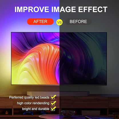 TV LED Strip, 3.28ft Smart RGB LED Lights for 24-32 Inch TVs, Music Sync Bluetooth App & Remote Control, USB-Powered for Gaming, Bedroom, PC, Home Theater