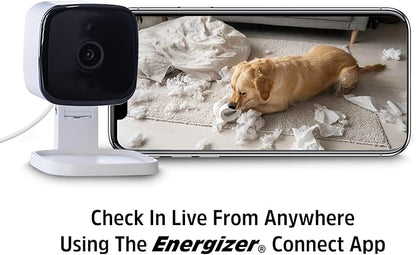 Energizer Smart Wi-Fi Indoor Security Camera, 1080P Full HD with Motion Alerts, Two-Way Communication, App Access, Cloud or SD Storage, Foldable Design for Privacy, 2.4Ghz Wi-Fi
