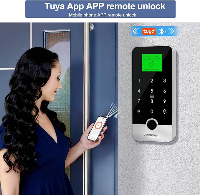 Waterproof Smart Home Security Systems Fingerprint,Password,Tuya Remote Unlock,IC Keychain Multiple Methods，with Door Switch,Power Supply DC 12V,Electric Drop Bolt