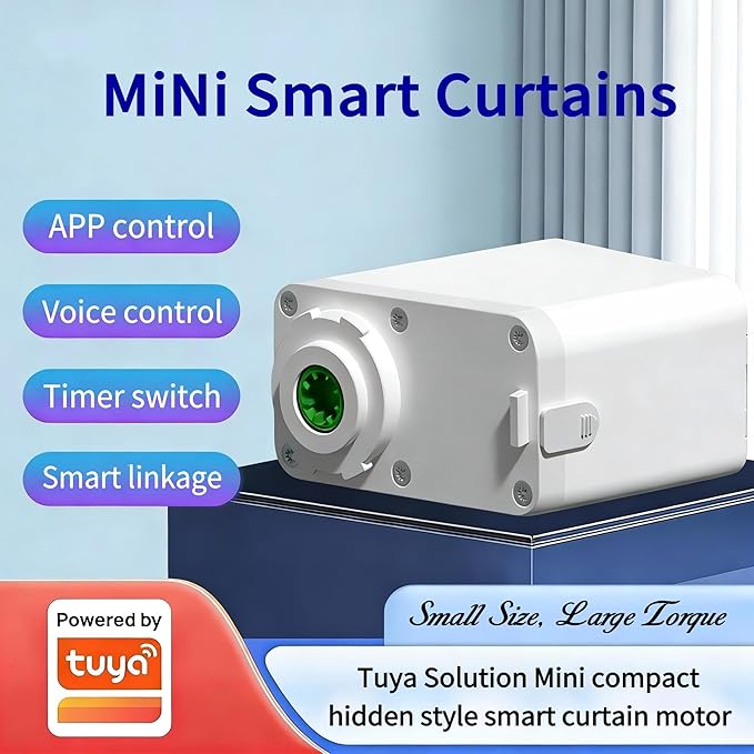 Smart Curtain Track System with Mini Zigbee Motor, Automatic Ceiling Curtain Opener, Motorized Curtains Rod 165.3''(4.2m) with App, Voice, Remote Control,Compatible with Alexa,Google and Siri