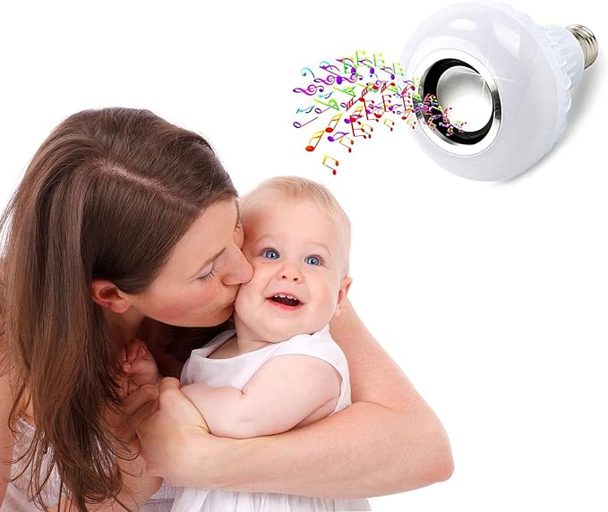 BSOD LED RGB+White Bulb Light Smart Bluetooth Music Audio Speaker Changing Color Lamp Shower Head with Remote for Living Room Bathroom