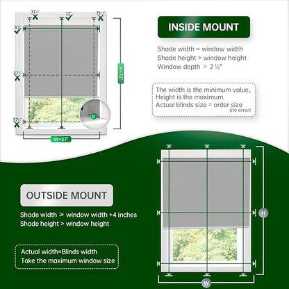 Motorized Blinds with Remote, Blackout Cooling Automatic Shades with Solar Panel Cordless Smart Blinds for Windows, Custom Electric Blinds Horizontal Roller Shades,Gray,42" W X 72" H