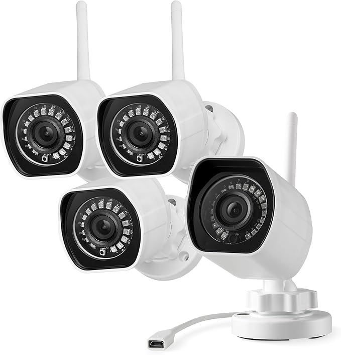 Zmodo Outdoor Security Cameras Wifi - 1080p Full HD Surveillance Cameras for Home Security with Night Vision, IP 66 Weatherproof, Plug-In, Motion Detection, 4 Pack