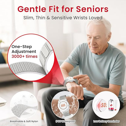 CallToU Caregiver Pager Wireless Call Button Nurse Alert System 500+ Feet for Home/Elderly/Patient/Disabled 06WS (2 Receiver 2 Round Button 1 Watch Button(5 Piece))