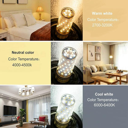 Smart Led Corn Light-Bulb with Remote-Control E14 9W Light Bulbs Adjustable Color Temperature (Warm/Cool) and Brightness, 2 Pack (2 Bulbs + 1 Remote)