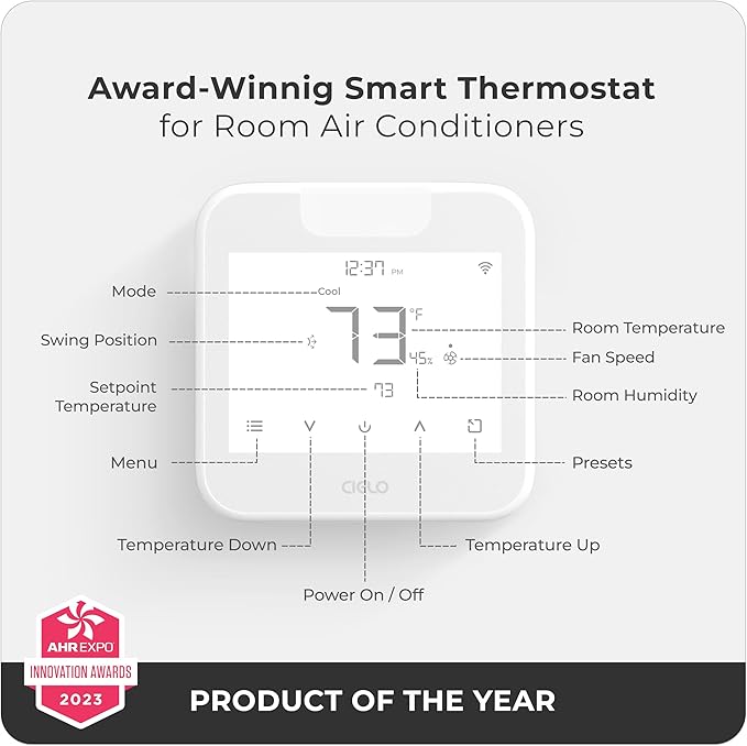 Breez Max Smart WiFi Thermostat for Mini-Split, Window, Portable AC (White)