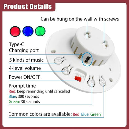 Wireless Emergency Call Button for Elderly, Bathroom Pull Cord Alarm with Strobe Light, 1 Pager Receiver 1 Help Button, Medical Alert System for Seniors, Disabled, Patients, Caregivers