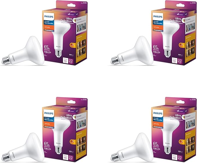Philips LED Flicker-Free Frosted Dimmable BR40 Light Bulb - EyeComfort Technology - 800 Lumen & Flicker-Free Frosted Dimmable BR30 Light Bulb - EyeComfort Technology - 650 Lumen
