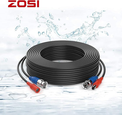ZOSI 2 Pack 60ft (18 Meters) Security Camera Cable All-in-One BNC Video Power Cables,BNC Extension Wire Cord for CCTV Camera DVR Security System,White(Included 2X BNC Connectors and 2X RCA Adapters)
