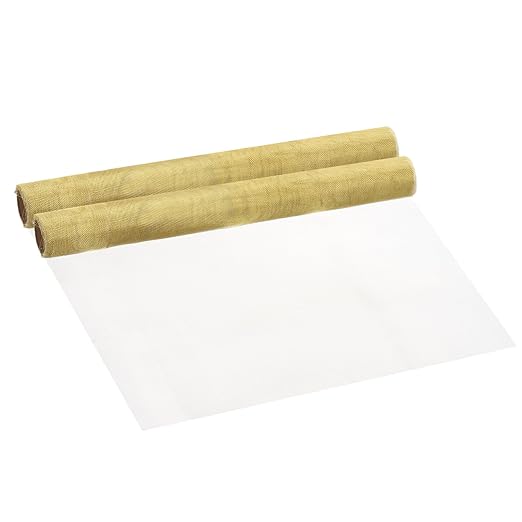 PATIKIL Brass Woven Wire Mesh Screen Roll 39x12, 2 Roll 50 Mesh Filter Metal Coarse Dense Gauze Mesh for Window Security Vent Cover Filtration Animals Fence, Yellow