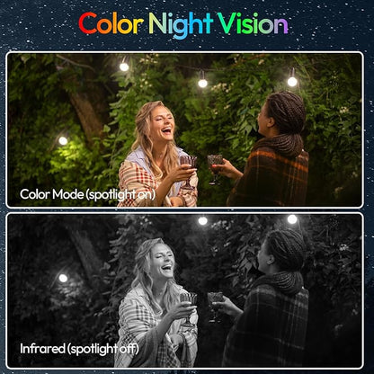 2pcs 2.4G/5G WiFi Cameras for Home Security with Embedded Solar Panel,2.5K Solar Security Cameras Wireless Outdoor with Color Night Vision,2-Way Talk,Siren,IP66, Cloud/SD, AI Detection,W/Alexa
