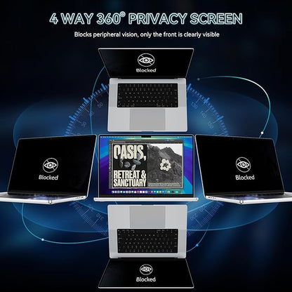 360° Privacy Screen for MacBook Pro 16 Inch (2021-2026, M1, M2, M3, M4, M5), 4 Way Privacy Anti Glare Blue Light Filter Shield Film Anti Spy Laptop Protector for Mac 16.2In Computer