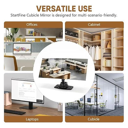 Stick-on Desk Security Mirror Convex Office Cubicle Mirror to See Behind You for Safety Rear-View Monitor for Work Station Cubicle Desk Computer PC Car(Rectangle 6.69"x2.95" Frameless)