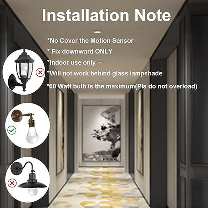 2pcs Motion Activated Light Sockets, E26/E27 Screw in Add on/Off Motion Sensor Sockets for Existing Lights, Dusk and Dawn Auto Motion Sensor Light Sockets Indoor for Porch Garage Basement
