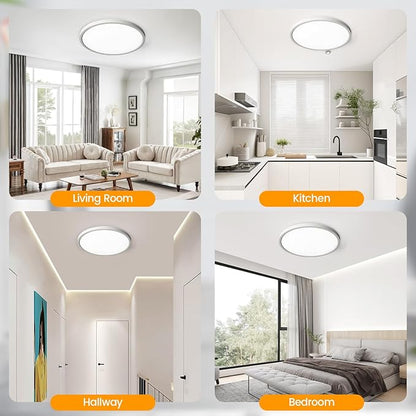 TALOYA 8 Pack 12 Inch Flush Mount LED Ceiling Light Fixture, White Sleek Ceiling Lamps for Kitchen Living Room Laundry, 3000K/3500K/4000K/5000K/6500K CCT Selectable, Easy to Install and Ultra Slim
