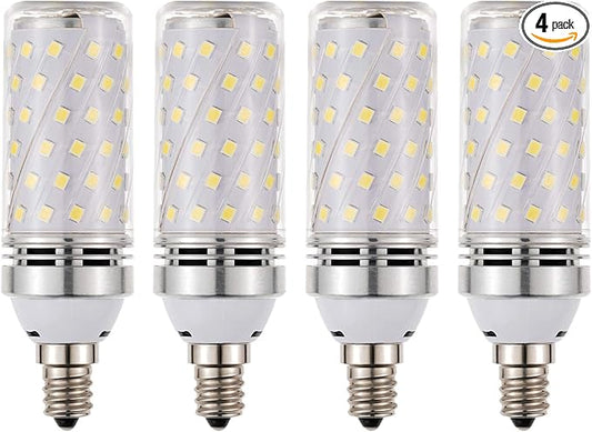 RAYHOO Candelabra LED Bulbs Incandescent 80-100W Bulb Equivalent, Standard Medium E12 Base,1000Lumens Non-Dimmable,4 Pack(White 6000K)