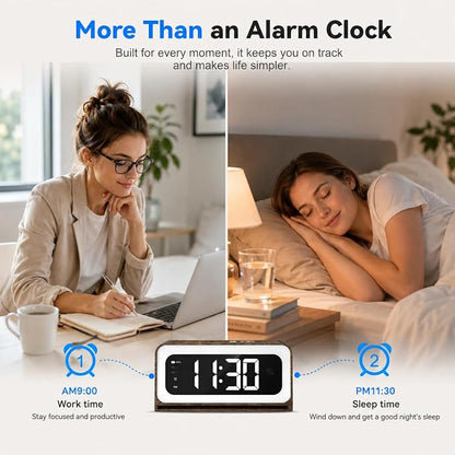 Clock Camera 2K,5G&2.4G WiFi Indoor Security Camera Wood Grain,Cameras for Home Security,3 in 1 Indoor Camera with Alarm,Full Color Night Vision Human Motion Detection Local Storage
