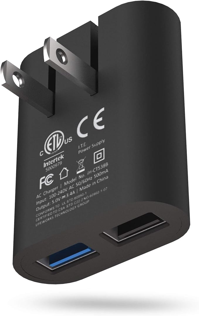 iHome Slim 2-Port USB Wall Charger, Flat Multiport Travel Plug Adapter | Dual USB-A ports, 2.4A Rapid Charge, Foldable Prongs, Slim Design, Compatible with iPhone, Android, iPad, AirPods for Home