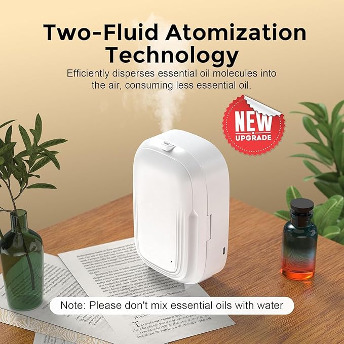 Waterless Oil Diffuser,Home Aromatherapy Scent Diffuser with APP & Timer|Whole House Oil Air Diffusers for Large Room,Office,Hotel Collection Use,Cover up to 1500 sq.ft-150ML,Compact,Quiet,Ivory White