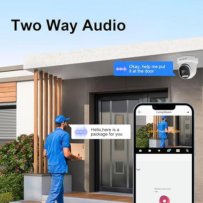 JideTech 4K PoE IP Camera Outdoor, UltraHD 8MP PoE Turret Security Cameras Indoor, 115° Wide Angle 2.8mm Lens, Human&Vehicle Detection, 98ft IR, Color Night Vision, 2-Way Audio, RTSP, for Onvif NVR
