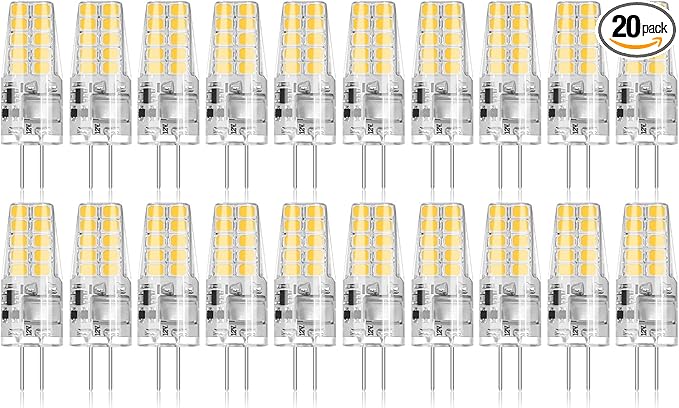 BUBO 20 Pack G4 LED Bulb 2W Equivalent 30W 3000K Warm White 250 Lumens 360°Beam Angle, T3 Halogen Bulb Replacement Landscape Bulbs, AC/DC 12V Led Lights G4 Bi-Pin Base for Outdoor Landscape Lighting