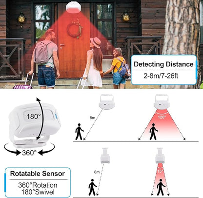 Greencycle Door Buzzer for Business Entry, Motion Sensor, Motion Sensor Door Alarm with 918ft Wireless Long Range,36 Tunes,4 Level Volume, LED Indicator, USB/Battery Powered (1Receiver + 3Sensors)