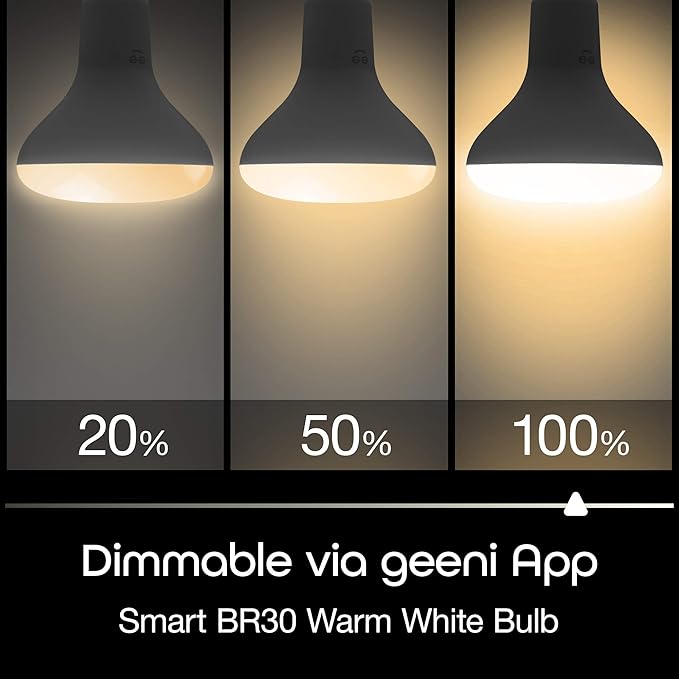 8W BR30 Medium Base White Dimmable Lux Drop Smart LED Light Bulb