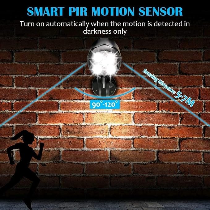 Motion Sensor Outdoor Lights, Battery Operated Outdoor Light, 1000LM Motion Detector Lights for Outside, 6000K LED Security Light Battery Powered Spotlight for House Wall, Black(2 Pack)