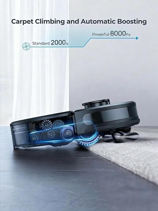 Laresar Clean Robot Vacuum and Mop, 8000Pa Robotic Vacuum with Self-Emptying Base, Lidar Navigation, Smart Mapping, 60 Days Capacity, 180mins Runtime, Ideal for Pet Hair, Hard Floor, Carpets