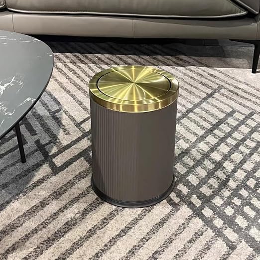 4 Gallon Bathroom Trash can with Swing Lid, Grey Gold