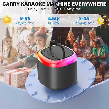 HWWR Mini Karaoke Machine for Kids: Portable Bluetooth Speaker with Wireless Microphone for Kids & Adults - Ideal Christmas Easter Birthday Gift Music Toys for Girls Boys Aged 4 5 6 7 8 9 10 11 12+