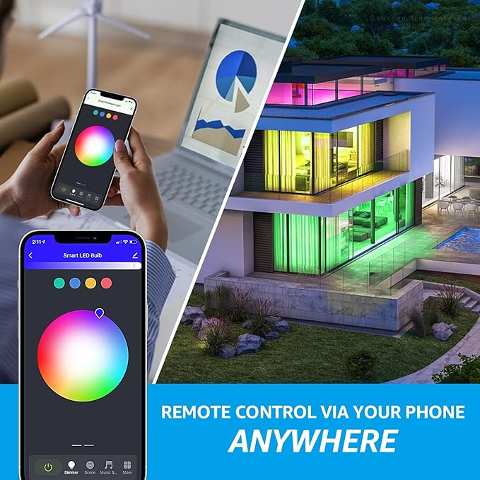 TORCHSTAR BR30 Smart Flood Light Bulbs, RGBCW Color Changing LED Recessed WiFi Bulb, 800lm 9W(65W Eqv.), Dimmable, Compatible with Alexa & Google Assistant, ETL Listed, E26, No Hub Required