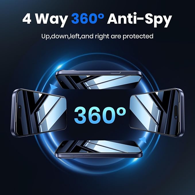 WSKEN for iPhone 17 Pro Max Privacy Screen Protector - [4 Way 360 Anti Spy] [Auto Dust-Remove] 10X Military Shatterproof 4 Directions Zero Bubble Anti Peep Tempered Glass Film for 17 Pro Max