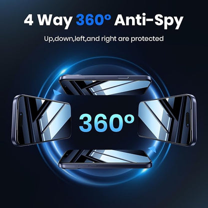 WSKEN for iPhone 17 Pro Privacy Screen Protector - [4 Way 360 Anti Spy] [Auto Dust-Remove] 10X Military Shatterproof 4 Directions Zero Bubble Anti Peep Tempered Glass Film for 17 Pro