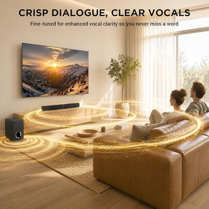 Sound Bar with Subwoofer,120W Sound Bar Bluetooth 5.3 Soundbar Surround Sound System, Detachable Home Theater Speaker with ARC/Optical/AUX Connection, Remote Control for TV/PC/Projector
