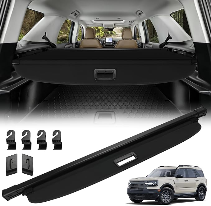 Retractable Cargo Cover Compatible with Ford Bronco Sport 2021 2022 2023 2024 2025 Rear Cargo Security Trunk Cover, Car Storage Privacy Screen Trunk Luggage Tonneau Security Shade Protector Cover