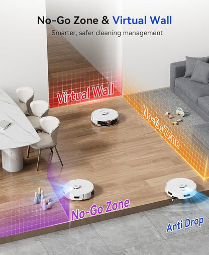 Robot Vacuum Cleaner 20,000 Pa Robot Vacuum and Mop,120 Day Self Emptying Vacuum Robot,Lidar Navigation,5G/2.4GWiFi APP Aspirateur Robot,Self-Charging Robot Vacuums for Pet,Floor,Carpet White