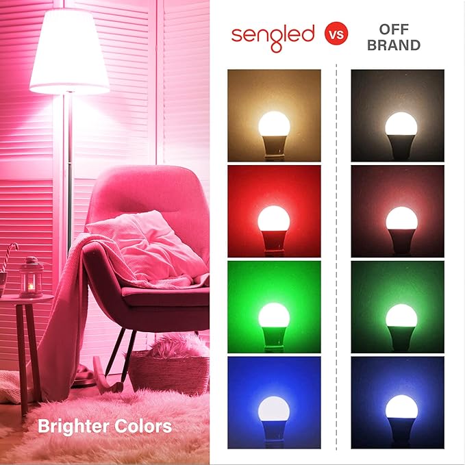 Sengled Smart Light Bulb, Color Changing Light Bulb, WiFi Light Bulbs No Hub Required, Smart Bulbs That Compatible with Alexa & Google Home, Smart LED A19 RGB Light Bulbs, 2 Pack