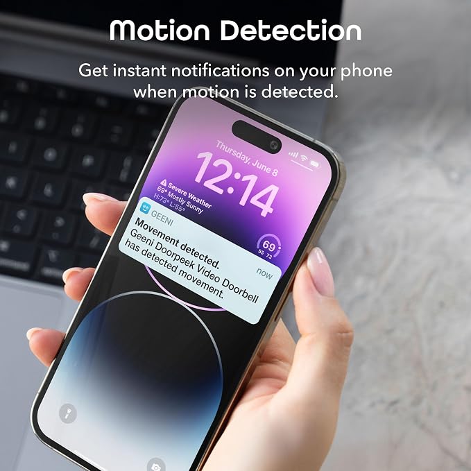 Geeni Smart Video Doorbell, 1080p HD, Night Vision, Wired Installation
