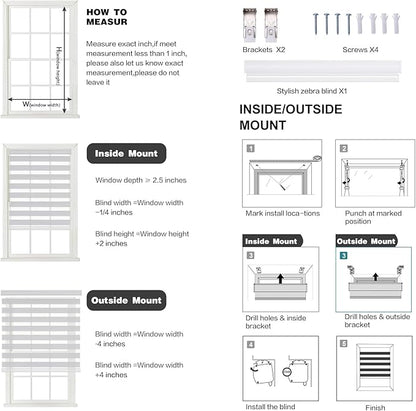 Changshade Custom Size Cordless Motorized Zebra Roller Shades,Roller Shades Dual Layer Day and Night Privacy,Privacy for Living Room,Bedroom,Bathroom,Easy Installation,More Color (Customize Now)