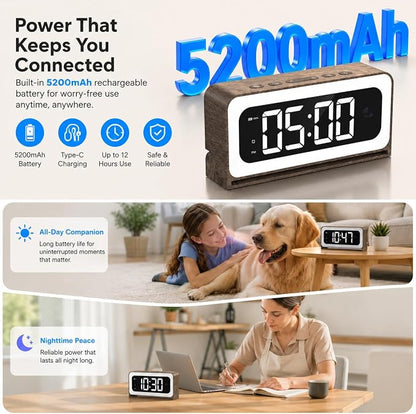 Clock Camera 2K,5G&2.4G WiFi Indoor Security Camera Wood Grain,Cameras for Home Security,3 in 1 Indoor Camera with Alarm,Full Color Night Vision Human Motion Detection Local Storage