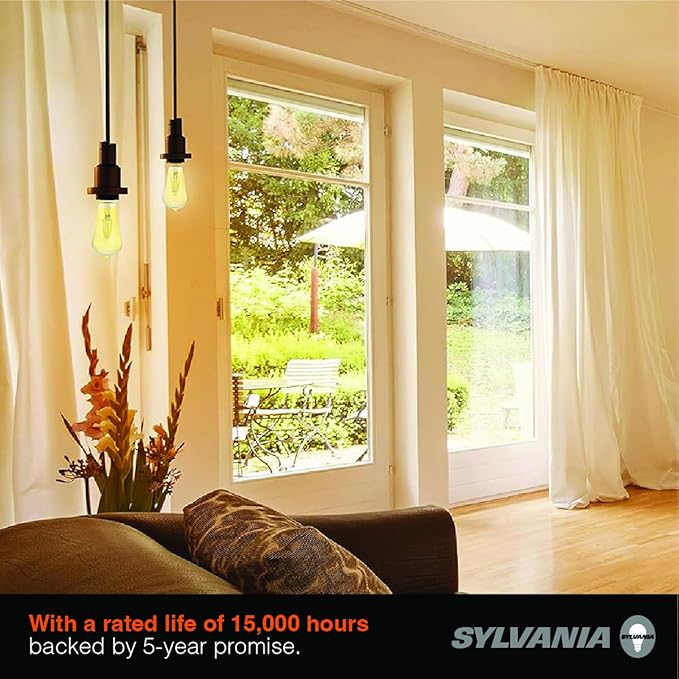 Sylvania ST19 Clear LED White Filament Bulb, 13W, Dimmable, 1500 LMS, Medium Base, 2700K, Soft White - 2 Pack (42252)