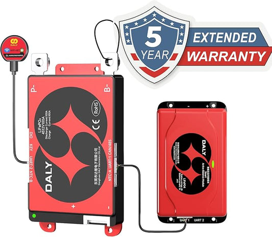 DALY BMS 12V 4S 100A Balance - 1A Active Cell Balancing BMS with Bluetooth WiFi Module Supports RS485 CAN for 12V LiFePO4 Battery Pack for RV trolling Motor Battery Portable Power Station