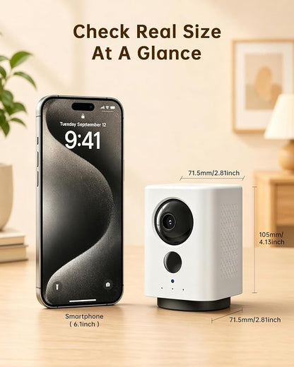 ELYSOO Wireless Indoor Camera: Battery Powered Pet/Dog Camera with Phone App, 360° Pan/Tilt, Smart Detection, No Wiring Needed, 2K Live Video, Night Vision, Portable Security Camera for Home/Pet/Baby