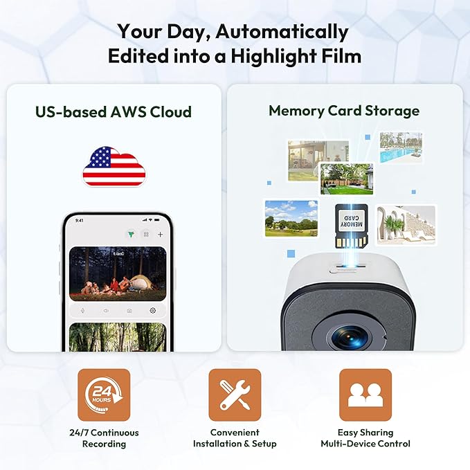 2K Window Camera, 2.4G WiFi, Window Security Camera for Home, Full Color Night Vision, AI Person/Vehicle/Pet Detection, 911 Emergency, US Based Cloud, 24/7 Recording, Easy & Quick Install