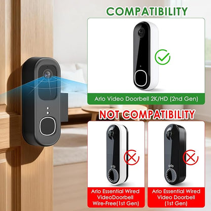Anti-Theft Doorbell Mount for Arlo Video Doorbell 2K (2nd Gen), Arlo Camera Mount Easy No-Drill Mounting Bracket, Weatherproof Protection for Arlo Doorbell Camera, Ideal for Homes Apartments Rentals